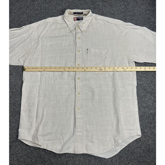 Vintage Chaps Ralph Lauren Linen Blend Shirt Men's Sz Large Pocket Short Sleeve - Picture 6 of 8